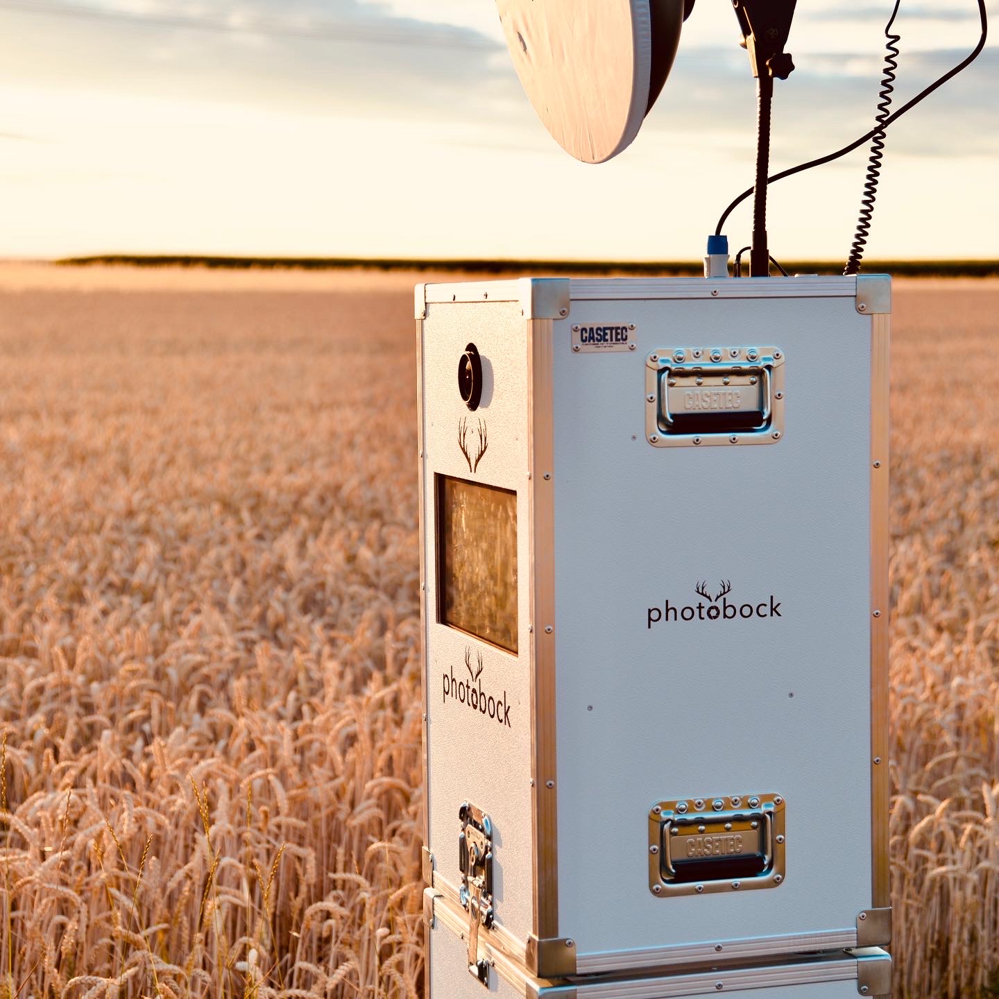 Der Photobock — unsere Fotobox mit Beauty Dish im Kornfeld